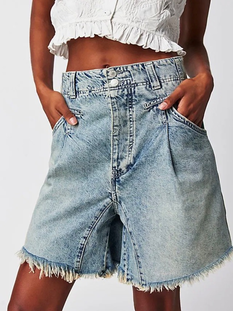 We The Free Nelson Acid Wash Denim Harem Short - Xs (Waist 30")